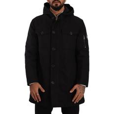 Dolce & Gabbana Parkas Jackets Dolce & Gabbana Black Denim Hooded Parka Coat Winter Men's Jacket