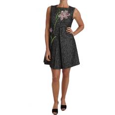 Grå - Herre Kjoler Dolce & Gabbana Gray Tulip Embroidered A-Line Shift Dress IT42