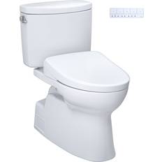 Concealed S-Trap Water Toilets Toto WASHLET Vespin II Two-Piece Elongated 1.28 GPF Toilet and WASHLET S7 Contemporary Bidet Seat White MW4744726CEFG#01