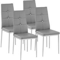 Cuir Chaises de Cuisine tectake Julien Cappuccino Grey Chaise de Cuisine 97cm 4pcs