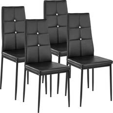 Cuir Chaises de Cuisine tectake Julien Cappuccino Black Chaise de Cuisine 97cm 4pcs