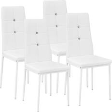 Cuir Chaises de Cuisine tectake Julien Cappuccino White Chaise de Cuisine 97cm 4pcs