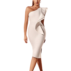 Shein Dam - Midiklänningar Shein ADYCE One Shoulder Exaggerated Ruffle Bodycon Bandage Cocktail Party Dress