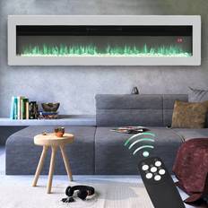 Living and Home White 50inch Living And Home LED Electric Wall Fireplace 9 Flame Colours with Freestanding Leg