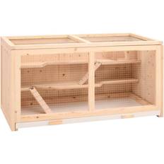 vidaXL Cage À Hamster 89.5x45x45 cm Bois Massif De Sapin