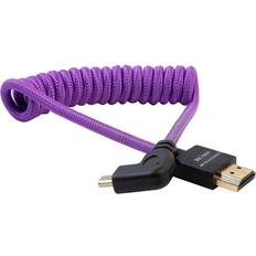 Kondor Blue Gerald Undone Full HDMI to Right Angle Micro HDMI Cable 24 Inch Coiled Purple