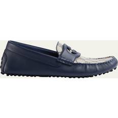 Gucci Men's Ayrton Interlocking Leather Drivers Blue Agata 10.5D US