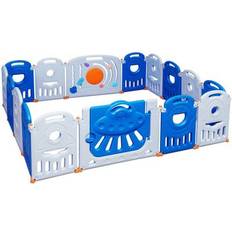 Costway 16-Panel Baby Playpen Safety Play Center with Lockable Gate