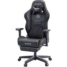 Gaming Chairs AutoFull Gaming Chair Ergonomic Gamer Chair with 3D Bionic Lumbar Support Racing Style PU Leather Computer Gaming Chair with Retractable Footrest,Black