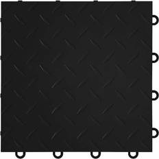 Black Outdoor Flooring FlooringInc FlooringInc Nitro Garage Floor Tiles Diamond Pattern Interlocking Black 12 x12 52 pack 52 sq/ft