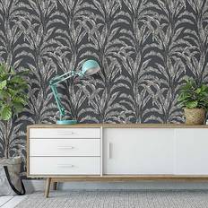 Wallpapers Muriva Blue Floral 3D Effect Patterned Wallpaper