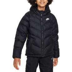 L - Mädchen Kinderbekleidung Nike Older Kid's Sportswear Jacket with Hood - Black/White (FN7730-010)