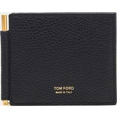 Tom Ford Leather T-Line Billfold Wallet w/ Money Clip - BLACK