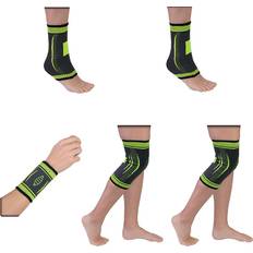 Health Flexible Stretch Joint Compression Sleeve Support Brace Multi-Pack KNEE x2 ANKLE x2 WRIST x1