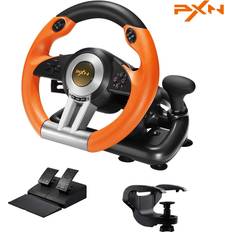 Xbox gaming steering wheel PXN Xbox Steering Wheel V3II 180° Gaming Racing Wheel Driving Wheel, with Linear Pedals and Racing Paddles for Xbox Series XS, PC, PS4, Xbox One, Nintendo Switch Orange