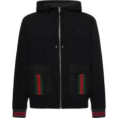 Gucci Outerwear Gucci Jacke Web Stripe aus Baumwoll-Jersey Schwarz