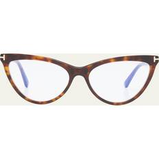 Sunglasses Tom Ford Blocking Acetate & Plastic Cat-Eye Glasses with Clip-On Sun Lenses 001