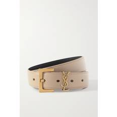 Saint Laurent Cassandre Leather Belt - Beige