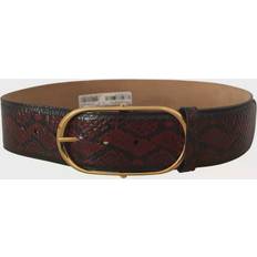 Rot Gürtel Dolce & Gabbana Red Exotic Leather Gold Oval Buckle Women's Belt