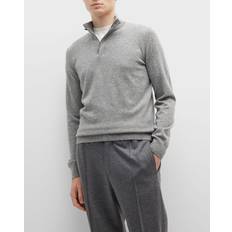 Leather - Men Sweaters Zegna Men's Oasi Cashmere Quarter-Zip Sweater Grey Grey