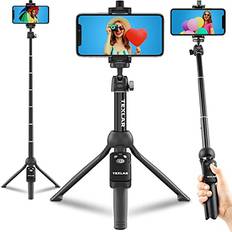 Camera Tripods Texlar 48 Inch Selfie Stick Tripod with Remote for iPhone 13, 12, 11, XR, X, 8, 7, Pro, Max, Plus, SE, Android Phone, Smartphone TS48 Pro Small Mini Cellphone Stand