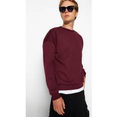 Trendyol Collection Herren Rundhalsausschnitt, einfarbig Sweatshirt, burgunderfarben