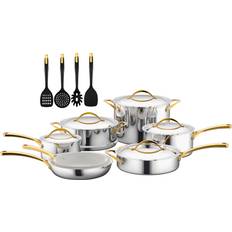 Stainless Steel Cookware Sets NutriChef Ceramic Non-Stick Cookware Set with lid 16 Parts