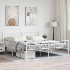 180cm - Stål Sängramar vidaXL Med Huvudgavel Och Fotgavel Vit Metall 180x200 cm Sängram