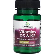 Swanson C-vitaminer Vitaminer & Mineraler Swanson D-vitamin D3 2000IU K2 60 Capsules 60 stk