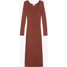 By Malina Womens Mocha Tulip Ribbed Knitted Midi Dress