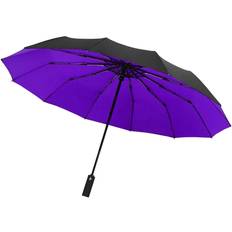 Northix Paraply, Kompakt 105 cm Svart Lila