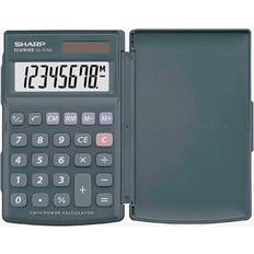 Sharp SHARP Miniräknare EL-376SBBK miniräknare med stor display och 8 siffror, funktion för procent och roten ur, batteri och solcell, svart