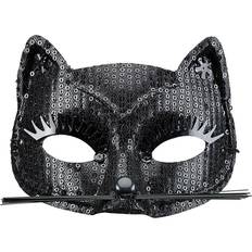 Silber Augenmasken Widmann Kitty Pailletten Augenmaske schwarz