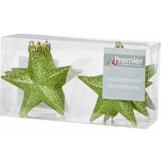 Green Christmas Tree Ornaments Premier Decorations 6 Shatterproof Glitter Stars Christmas Tree Ornament