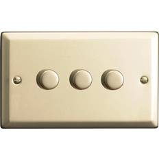 Varilight Classic 3 Gang 1 or 2 Way 3x400W Dimmer Switch Double HC33 Satin Chrome DOU-HN33