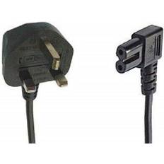 Electrosmart 3m black mains power cable 3 pin moulded uk plug to right angled iec c7 figure 8