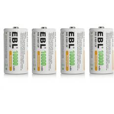 EBL Ebl 4 pack 10000mah d size rechargeable batteries high capacity ni-mh d