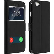 Apple iPhone 6/6S Fundas de teléfono móvil Avizar Funda Iphone 6 6s Libro Con Doble Ventana Carcasa De Silicona, Negro