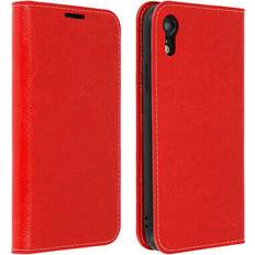 Accessoires de téléphones portables Avizar Folio real leather iphone xr case card-holder video stand red