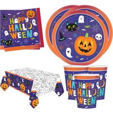 Purple Disposable Plates Amscan Halloween party table decorations tableware accessories plates cups napkins