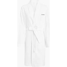 Calvin Klein White Sleepwear Calvin Klein Womens White Logo-embroidered Waffle-textured Cotton and Recycled-polyester Robe