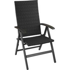 Noir Chaises de Jardin tectake Chaise En Rotin Avec Structure En Aluminium Pliable - Noir