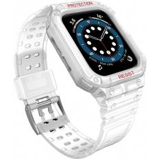 Hurtel Protect Rem Med Etui Til Watch 7 6 5 4 3 2 SE 45 44 42 mm Pansret Urcover Hvid