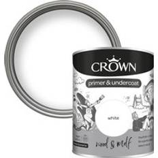 Crown White - Wood Paints Crown Quick Dry & MDF Primer & Undercoat Wood Paint White 0.75L