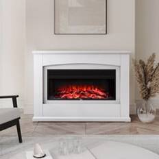Electric Fireplace White White