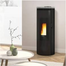 Oui Poêles à Bois Extraflame Poêle à granulés de bois 8kw noir/pierre amikapierre