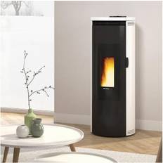 Poêles à Bois on sale Extraflame Poêle à granulés de bois 8kw blanc amikablanc