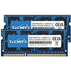 TECMIYO TECMIYO 8GB Kit 2x4GB PC3L-12800S DDR3 1600MHZ Sodimm DDR3L-1600 PC3-12800 CL11 1.35V 1.5V 204Pin Non-Ecc Unbuffered Laptop Memory RAM Module Upgrade