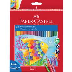 Lápices acuarelables Faber-Castell 114448 Buntstifte Set Classic Colour, Aquarellstifte, 48-teilig, bruchsicher, inkl. Pinsel