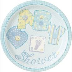 Blue Disposable Plates Unique Party Stitched Baby Shower Disposable Plates Pack of 8